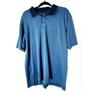 Daniel Taylor Collection Polo Shirt Mens Large Blue Textured Short Sleeve Casual